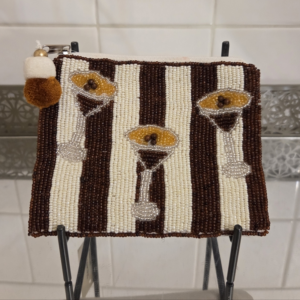 Francescas Espresso Martini Stripped Beaded Pouch